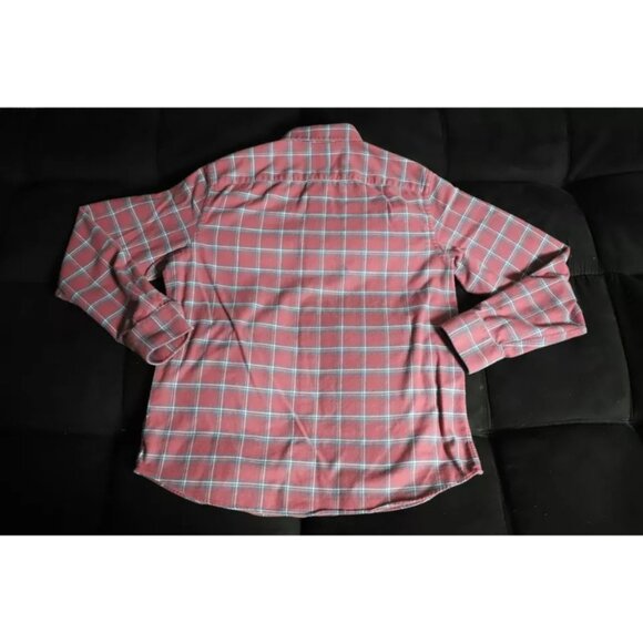 UNTUCKit Button Up Shirt Men L Red/Blue Plaid Slim Fit Spread Collar Long Sleeve - Picture 5 of 8